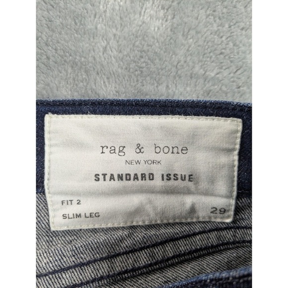 Rag & Bone Standard Issue Jeans Mens 29x27 Blue Dark Wash Fit 2 Slim Button Fly - Picture 11 of 15